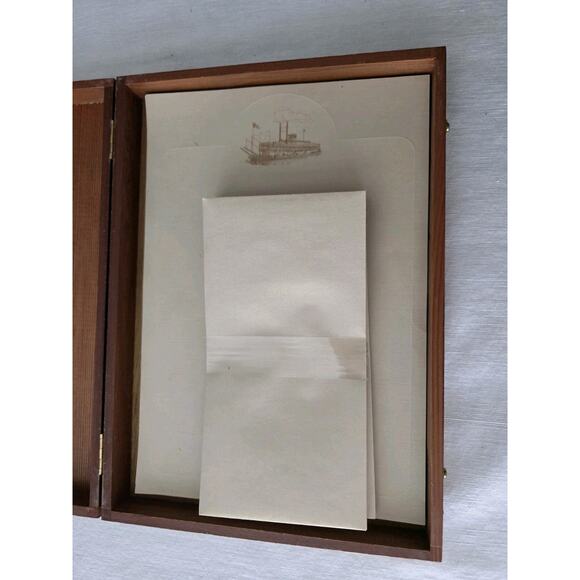 Vintage Wooden Latch Box with Steamship Scene Tow Boat Stationary - Picture 7 of 13